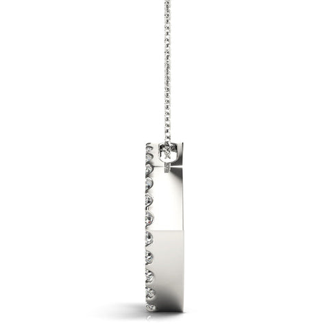 Silver Pavé Round Diamond Half-Hoop Pendant