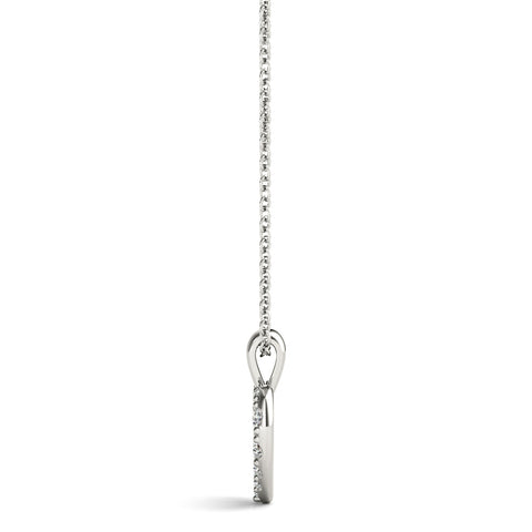Silver Pavé Round Diamond Heart Pendant