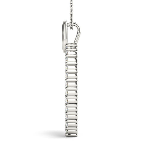 Silver Pavé Round Diamond Heart Pendant with Shared Prong Setting