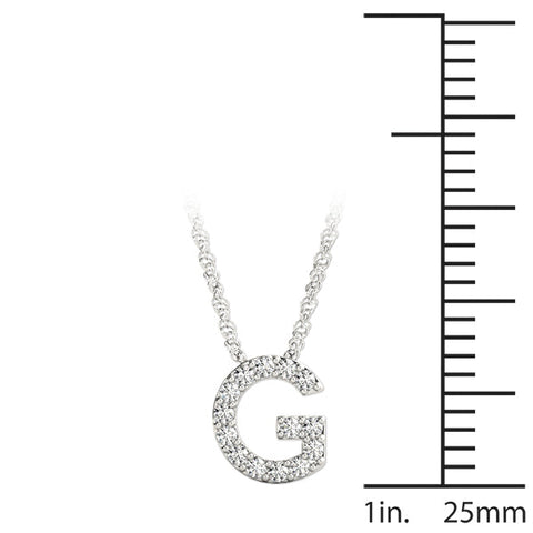 Silver Pavé Round Diamond Initial Pendant with Bezel Setting
