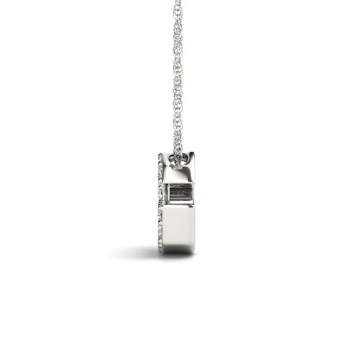 Silver Pavé Round Diamond Initial Pendant with Bezel Setting