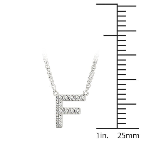 Silver Pavé Round Diamond Initial Pendant with Four-Prong Setting