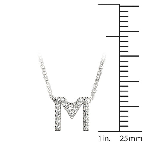 Silver Pavé Round Diamond Initial Pendant with Shared Prong Setting