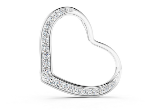White gold Pavé Round Diamond Open Heart Pendant