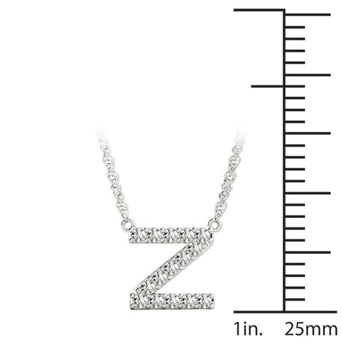Silver Pavé Round Diamond Prong Set Initial Pendant