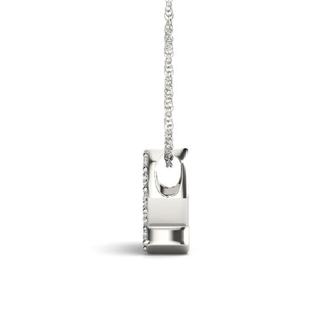 Silver Pavé Round Diamond Prong Setting Pendant