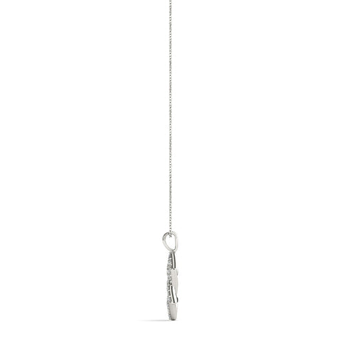 Silver Pavé Round Diamond Star Pendant with Four-Prong Setting