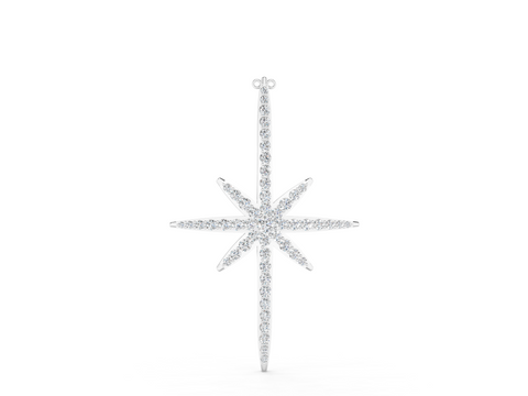 White gold Pavé Round Diamond Starburst Pendant with Prong Setting