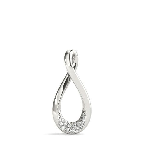 Silver Pavé Round Diamond Teardrop Pendant