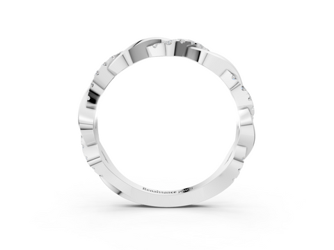Platinum Pavé Round Diamond Twist Eternity Band with Shared Prong Setting