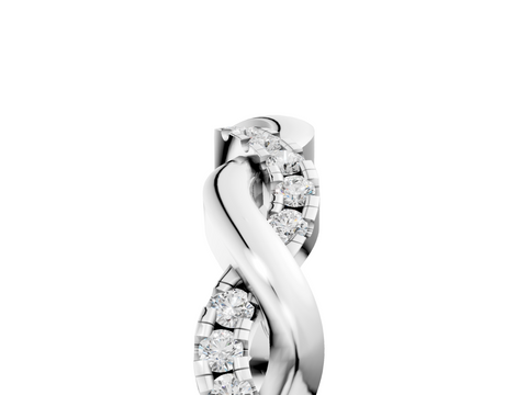 White gold Pavé Round Diamond Twist Eternity Band with Shared Prong Setting