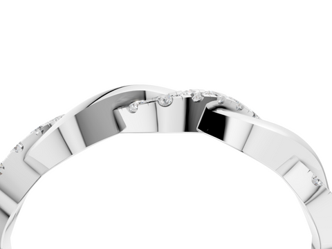Platinum Pavé Round Diamond Twist Eternity Band with Shared Prong Setting