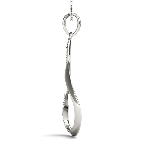 Silver Pavé Round Diamond Twist Pendant