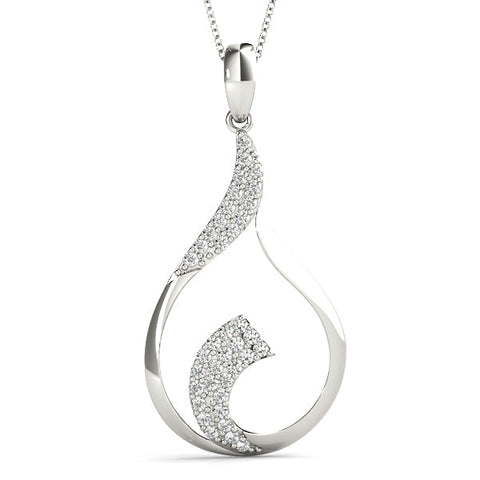 Silver Pavé Round Diamond Twist Pendant