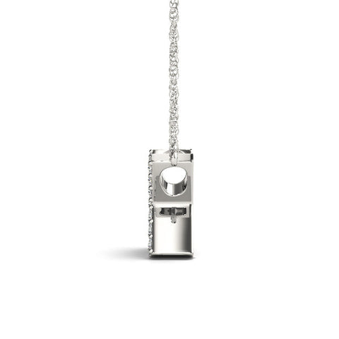 Silver Pavé Round Diamond X Pendant with Four-Prong Setting