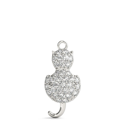 Silver Pavé Round Prong Set Cat Pendant