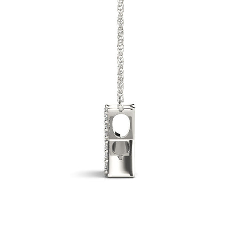 Silver Pavé Round Prong Set Initial Pendant