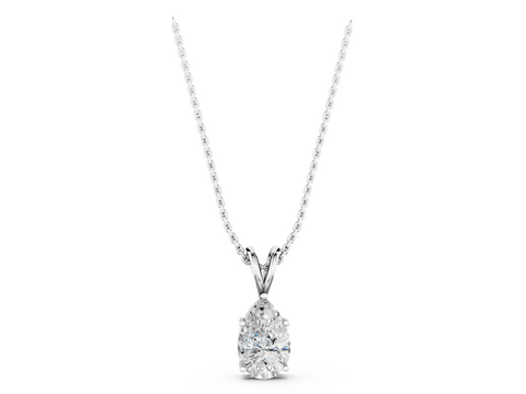 White gold Pear Cut Solitaire Pendant with Three-Prong Setting