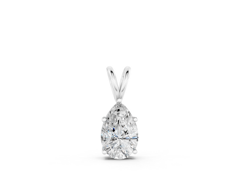 White gold Pear Cut Solitaire Pendant with Three-Prong Setting