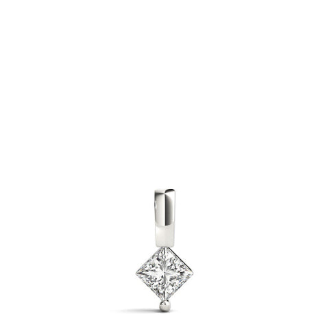 Silver Princess Cut Bezel Set Diamond Pendant
