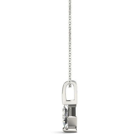 Silver Princess Cut Bezel Set Diamond Pendant