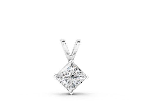 White gold Princess Cut Bezel Set Pendant