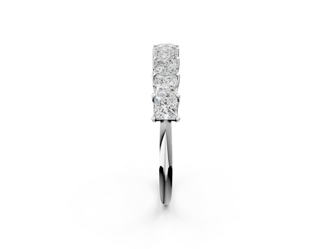 White gold Princess Cut Diamond Channel Set Eternity Band with Prong Setting