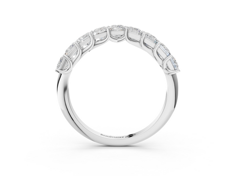 White gold Princess Cut Diamond Channel Set Eternity Band with Prong Setting