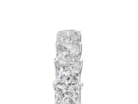 Platinum Princess Cut Diamond Channel Set Eternity Band with Prong Setting