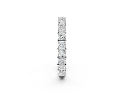 Platinum Princess Cut Diamond Eternity Band with Channel Setting and Shared Prong