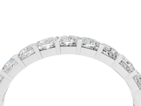 White gold Princess Cut Diamond Eternity Band with Channel Setting and Shared Prong