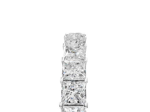 White gold Princess Cut Diamond Eternity Band with Channel Setting and Shared Prong