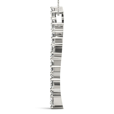 Silver Princess Cut Diamond Graduated Prong Pendant