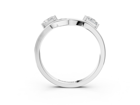 Platinum Princess-Cut Dual Stone Open Band with Four-Prong Setting