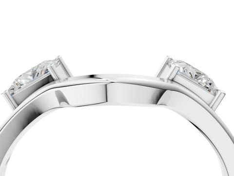 Platinum Princess-Cut Dual Stone Open Band with Four-Prong Setting