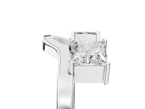 White gold Princess-Cut Dual Stone Open Band with Four-Prong Setting