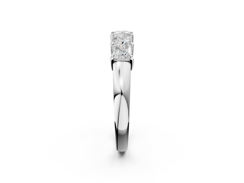 White gold Princess Cut Five-Stone Diamond White Gold Band with Prong Setting