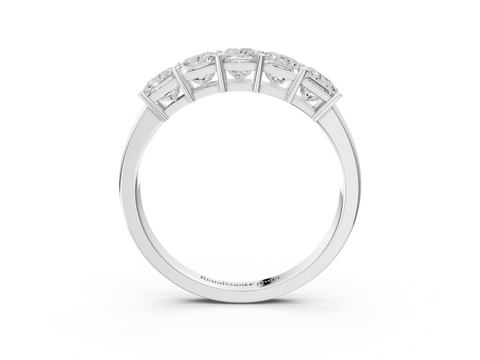 White gold Princess Cut Five-Stone Diamond White Gold Band with Prong Setting