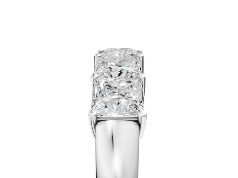 White gold Princess Cut Five-Stone Diamond White Gold Band with Prong Setting