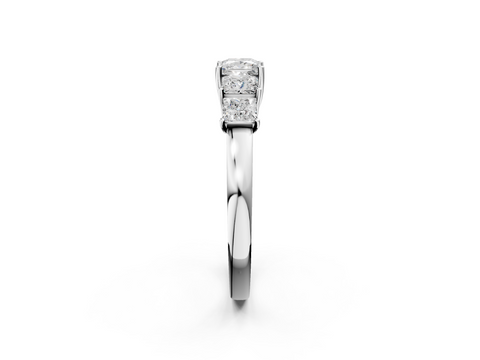 Platinum Princess Cut Five-Stone Prong Set White Gold Band