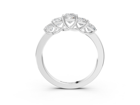 Platinum Princess Cut Five-Stone Prong Set White Gold Band