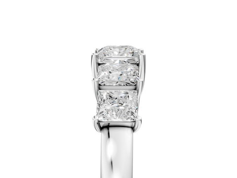 White gold Princess Cut Five-Stone Prong Set White Gold Band