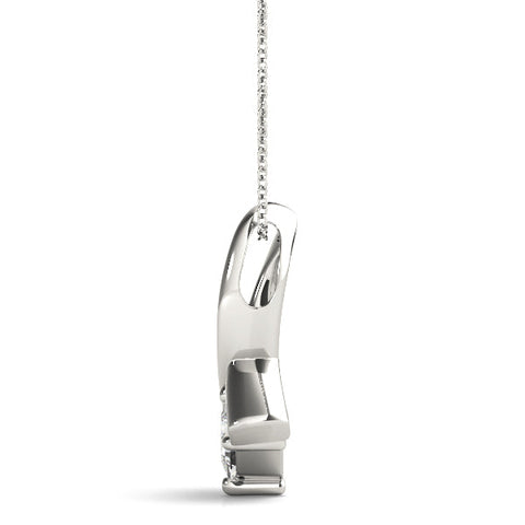 Silver Princess Cut Solitaire Pendant with Twist Prong Setting