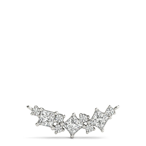 Silver Princess Cut V-Shape Diamond Pendant with Four-Prong Setting