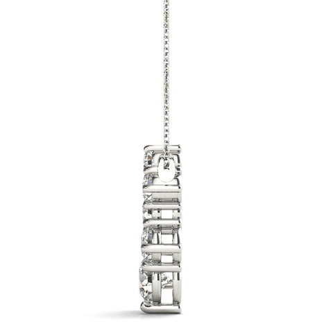 Silver Prong-Set Round Diamond Graduated Pendant