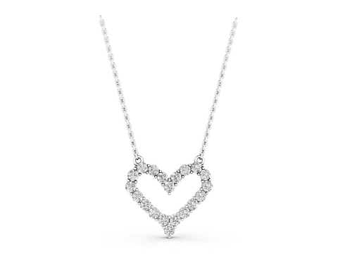 White gold Prong-Set Round Diamond Heart Pendant