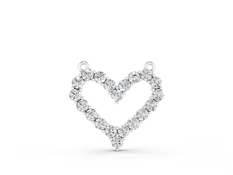 White gold Prong-Set Round Diamond Heart Pendant