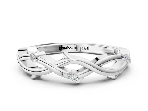Platinum Prong Set Round Diamond Twist Band