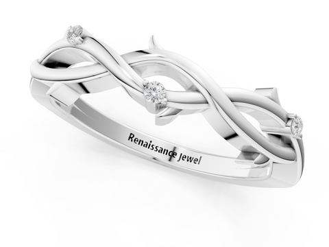 White gold Prong Set Round Diamond Twist Band