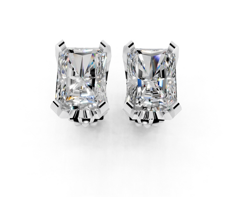 White gold Radiant Brilliant Diamond Stud Earrings